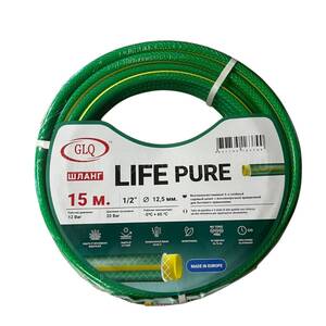 LIFE Pure 1/2" 25м (зеленый) - армированный 3-х слойный шланг P рабочее=12 Bar, P на разрыв=20 Bar, -15/+55С пищевой. Европа